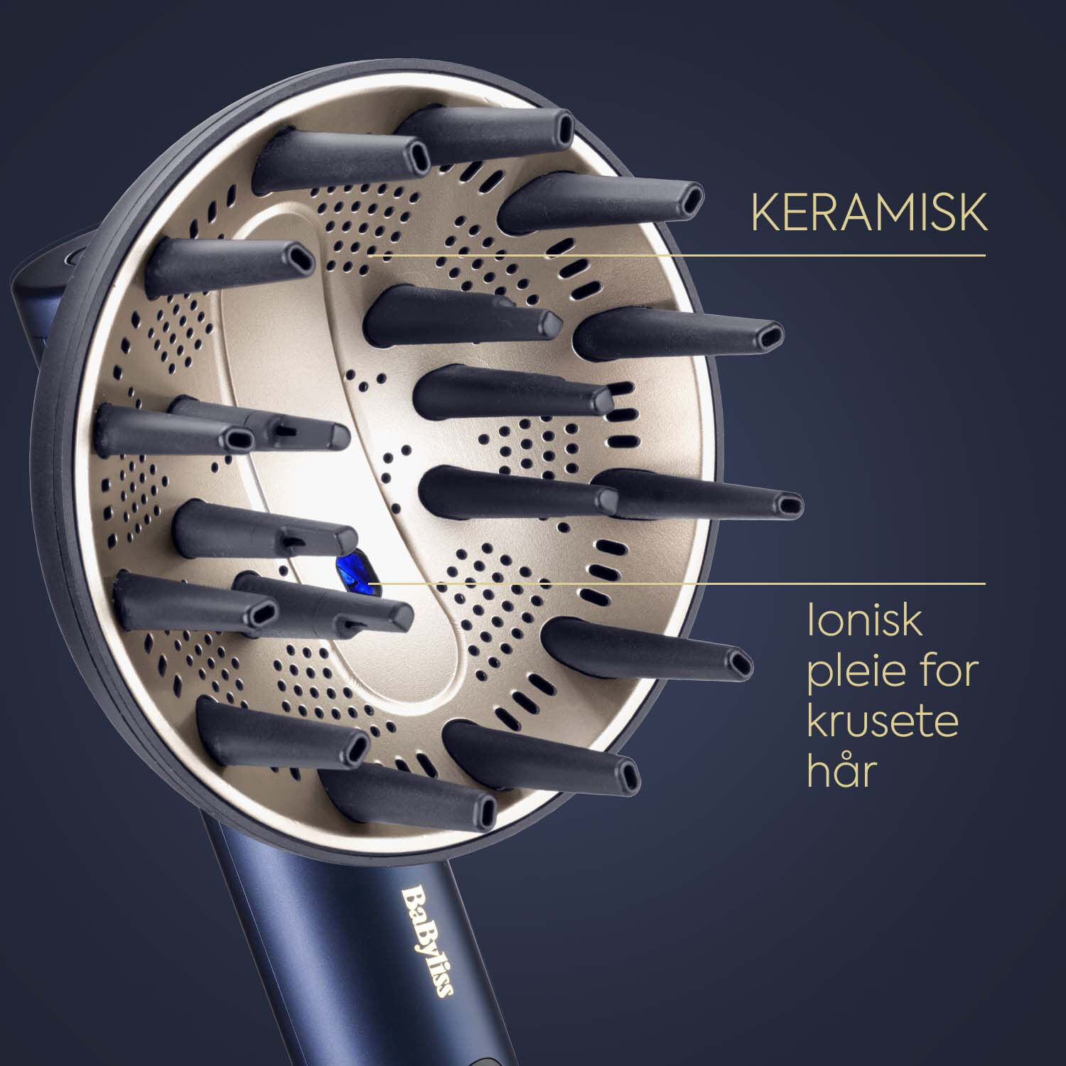 
KERAMISK. Ionisk pleie for krusete h&aring;r. 